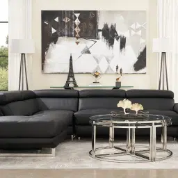 Aster Black Modular Left Chaise Lounge 