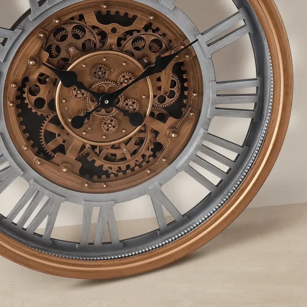 Franz Antique Brass Finish Round Clock 