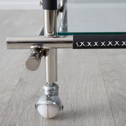 Benson Glass Buttlers Trolley - Black Vegan Leather Trim