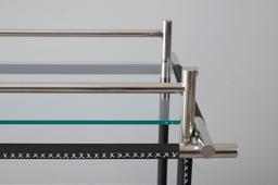 Benson Glass Buttlers Trolley - Black Vegan Leather Trim
