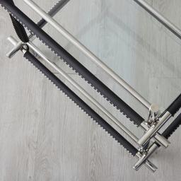 Benson Glass Buttlers Trolley - Black Vegan Leather Trim