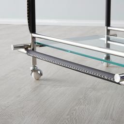 Benson Glass Buttlers Trolley - Black Vegan Leather Trim