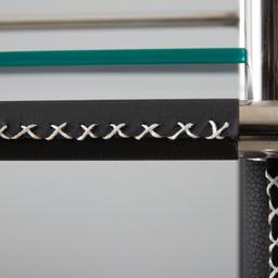 Benson Glass Buttlers Trolley - Black Vegan Leather Trim