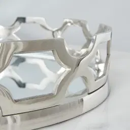 Elizabeth Silver Aluminium Round Mirror Tray 
