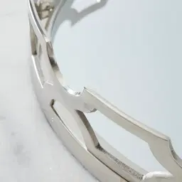 Elizabeth Silver Aluminium Round Mirror Tray 