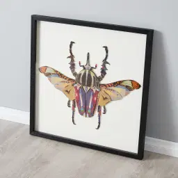 Rhino Beetle Framed Paper Collage