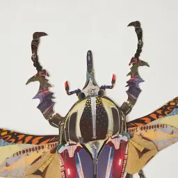 Rhino Beetle Framed Paper Collage