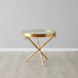 Sandringham Gold Side Table - Glass Top