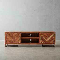 Chevron Entertainment Unit - Acacia Wood DC