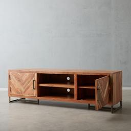 Chevron Entertainment Unit - Acacia Wood DC