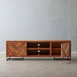 Chevron Entertainment Unit - Acacia Wood DC