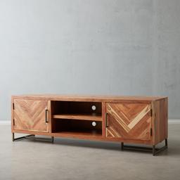 Chevron Entertainment Unit - Acacia Wood DC
