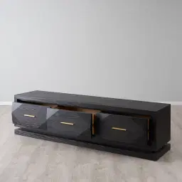 Xandra Black Oak Veneer Entertainment Unit