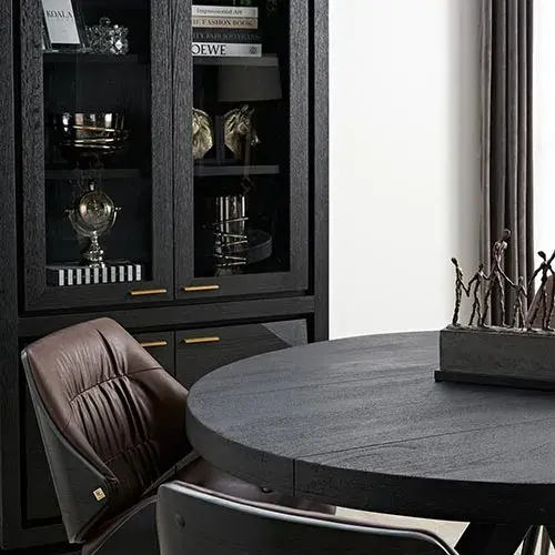 Xandra Black Oak Veneer Display Cabinet