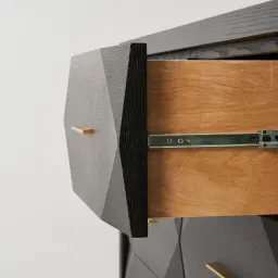 Xandra Black Oak Veneer Sideboard - Brass handles