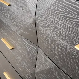 Xandra Black Oak Veneer Sideboard - Brass handles