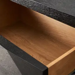 Xandra Black Oak Veneer Sideboard - Brass handles