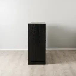 Xandra Black Oak Veneer Sideboard - Brass handles