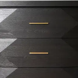 Xandra Black Oak Veneer Sideboard - Brass handles