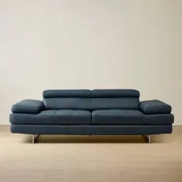 Lennox Night Blue Leather 3-Seater Sofa