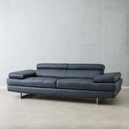 Lennox Night Blue Leather 3-Seater Sofa