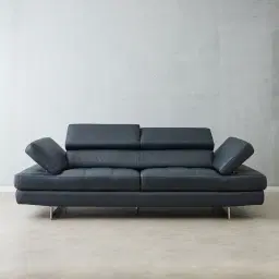 Lennox Night Blue Leather 3-Seater Sofa