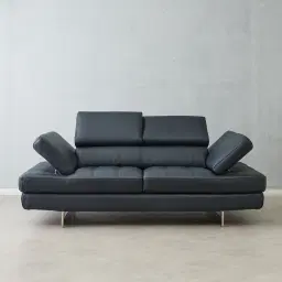 Lennox Night Blue Leather 2-Seater Sofa