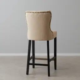 Saxon Cream Linen Bar Stool