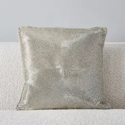 Silver Embroidered Cushion