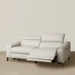 Bruce Cream Leather 3-Seater Electric Recliner 