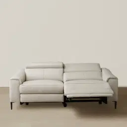 Bruce Cream Leather 3-Seater Electric Recliner 