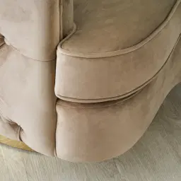 Kelly Beige Velvet Swivel Chair - Gold Leg