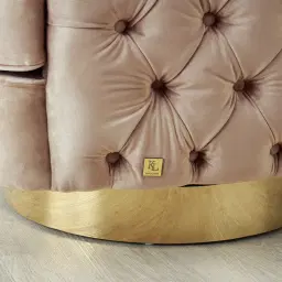 Kelly Beige Velvet Swivel Chair - Gold Leg