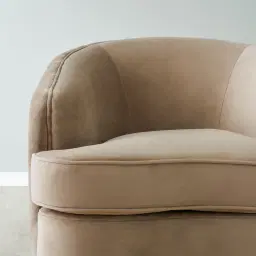 Kelly Beige Velvet Swivel Chair - Gold Leg