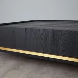 Noah Black Oak Veneer Coffee Table - Gold Metal Frame