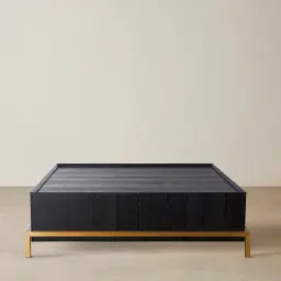 Noah Black Oak Veneer Coffee Table - Gold Metal Frame