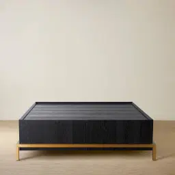 Noah Black Oak Veneer Coffee Table - Gold Metal Frame