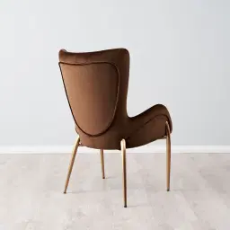 Henry Chocolate Velvet Dining Chair - Brushed Gold Legs