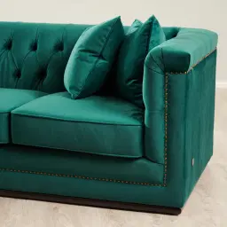 Pascal Emerald Green Velvet 3-Seater Sofa
