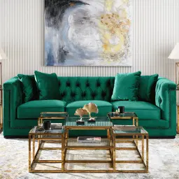 Pascal Emerald Green Velvet 3-Seater Sofa
