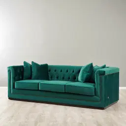 Pascal Emerald Green Velvet 3-Seater Sofa