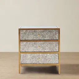 Helena Antique Glass Bedside Table - Gold Frame