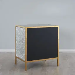 Helena Antique Glass Bedside Table - Gold Frame