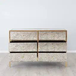 Helena Antique Glass Dresser - Gold Frame