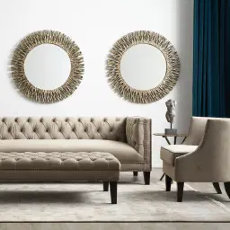 Waverly Antique Gold Round Mirror