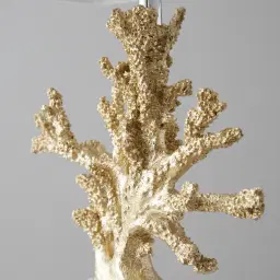 Nicholls Antique Gold Resin Table Lamp - White Linen Lamp Shade