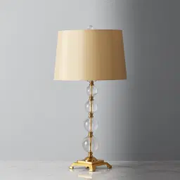 Cadmo Antique Bronze Metal Table Lamp - Yellow Fabric Lamp Shade