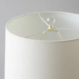 Nela Crystal and Brushed Bronze Metal Table Lamp - White Linen Lamp Shade