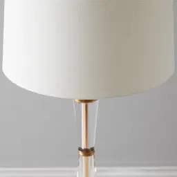 Nela Crystal and Brushed Bronze Metal Table Lamp - White Linen Lamp Shade