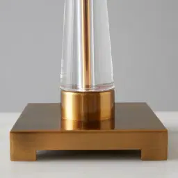 Nela Crystal and Brushed Bronze Metal Table Lamp - White Linen Lamp Shade